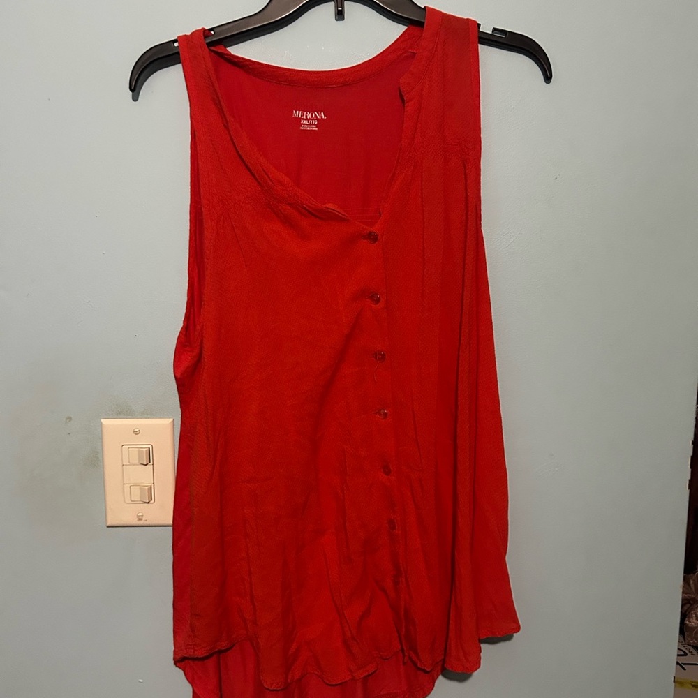 Merona Red Buttoned Tank Top